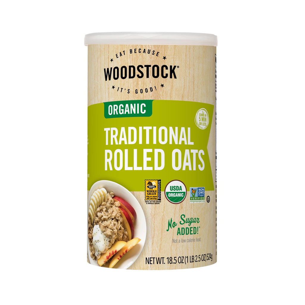 Woodstock Organic Traditional Rolled Oats - Case Of 12 - 18.5 Oz - Lakehouse Foods