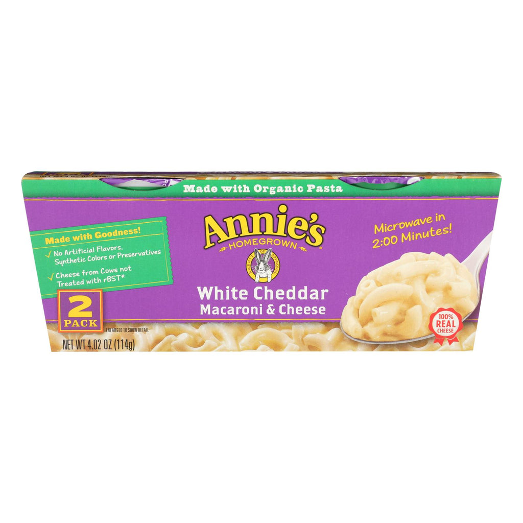 Annie's Homegrown White Cheddar Microwavable Macaroni And Cheese Cup - Case Of 6 - 4.02 Oz. - Lakehouse Foods