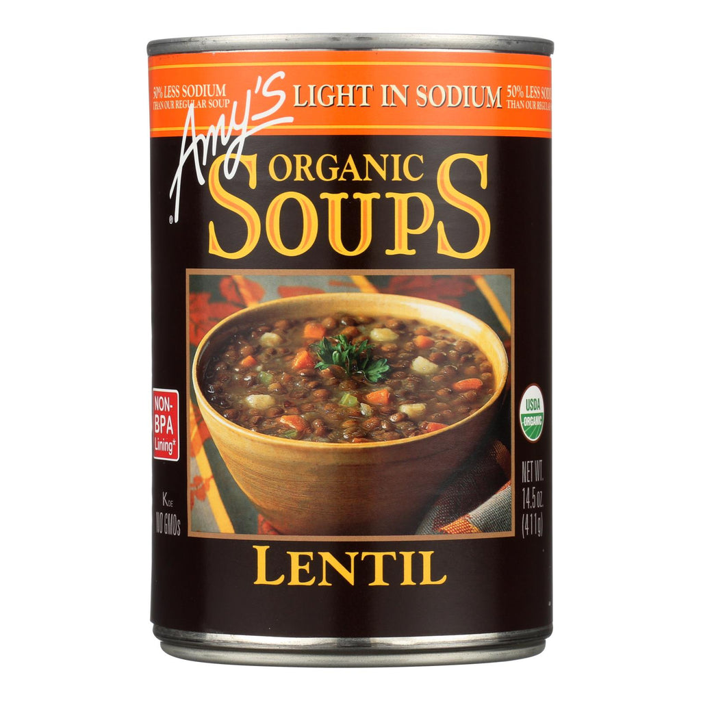 Amy's - Organic Low Sodium Lentil Soup - Case Of 12 - 14.5 Oz - Lakehouse Foods