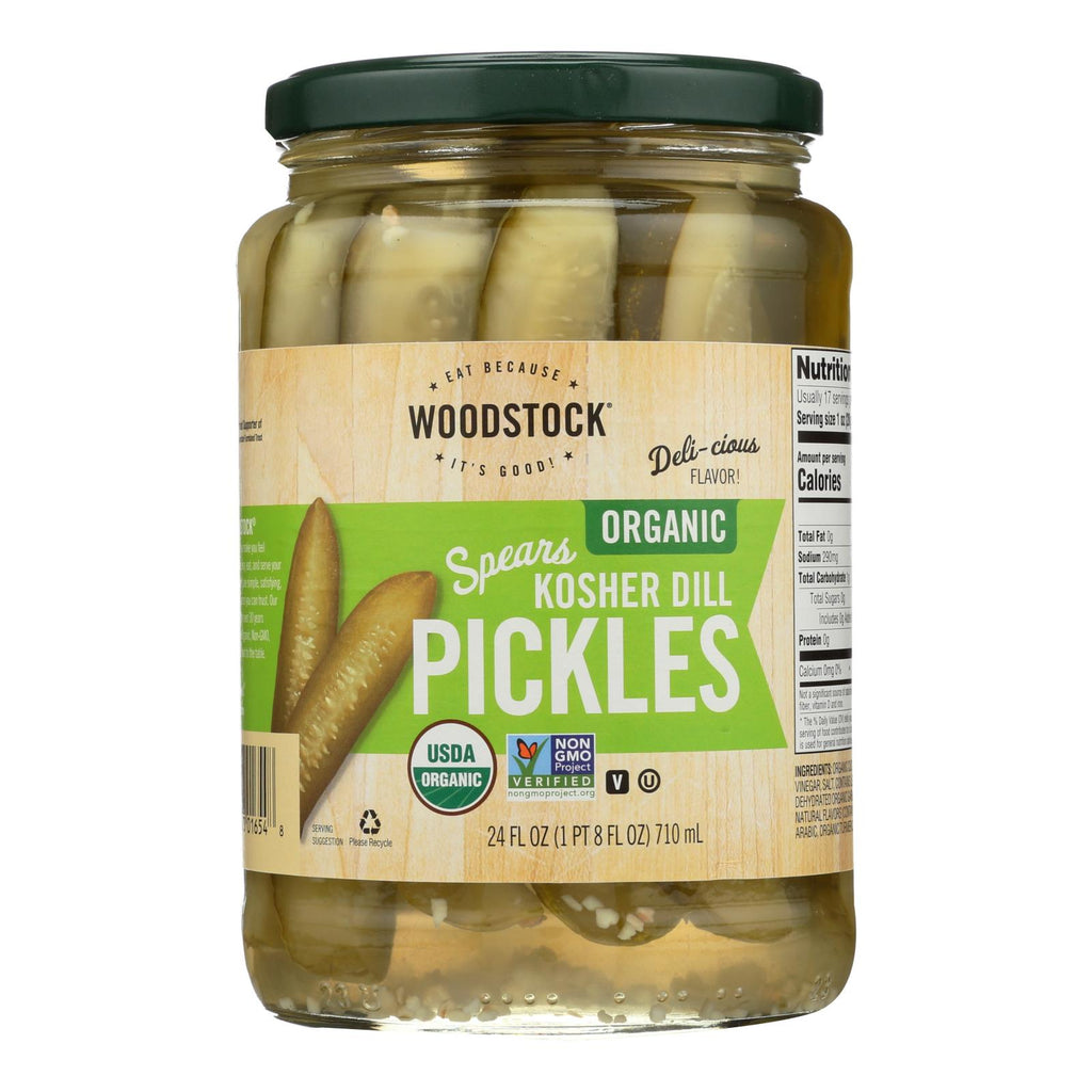 Woodstock Organic Kosher Dill Pickle Spears - Case Of 6 - 24 Fz - Lakehouse Foods