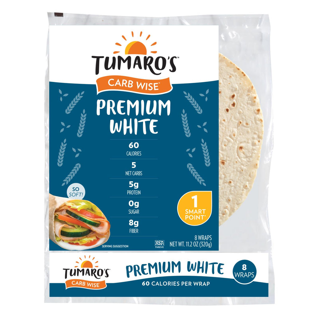 Tumaro's 8-inch Premium White Carb Wise Wraps - Case Of 6 - 8 Ct - Lakehouse Foods