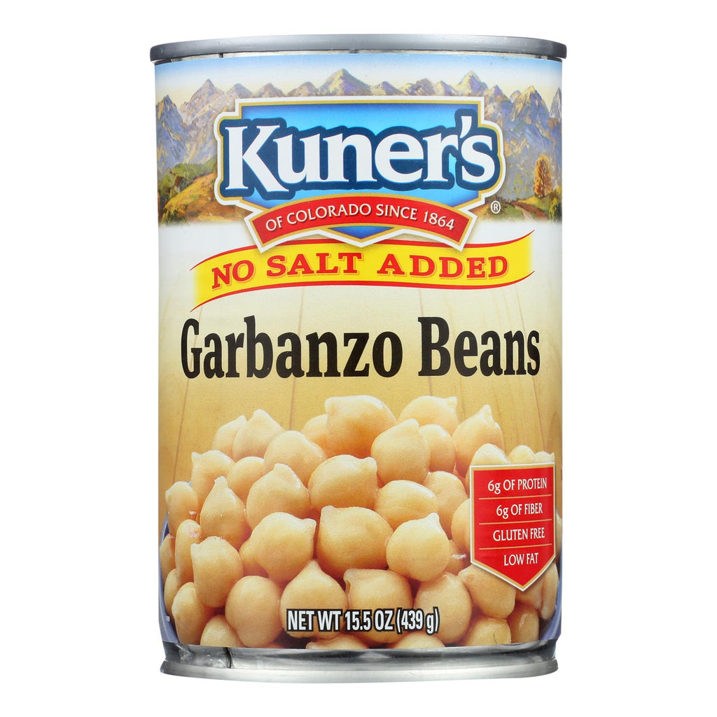 Kuner - Garbanzo Beans - No Salt Added - Case Of 12 - 15 Oz. - Lakehouse Foods