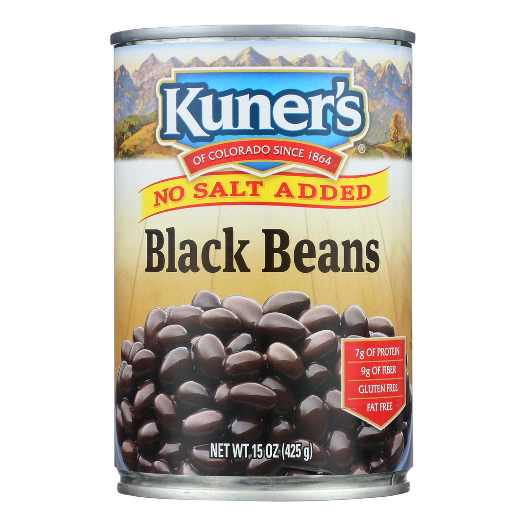 Kuner - Black Beans - No Salt Added - Case Of 12 - 15 Oz. - Lakehouse Foods