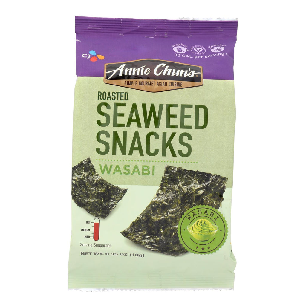 Annie Chun's Seaweed Snacks Roasted Wasabi - Case Of 12 - 0.35 Oz. - Lakehouse Foods