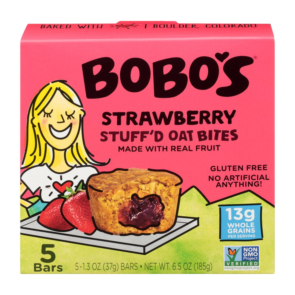 Bobo's Oat Bars - Stuffed Bites Strawberry - Case Of 6 - 6.5 Oz - Lakehouse Foods