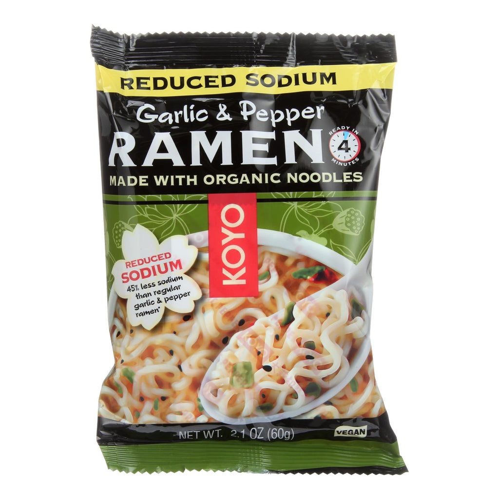 Koyo Garlic Pepper Reduced Sodium Ramen - Case Of 12 - 2.1 Oz - Lakehouse Foods