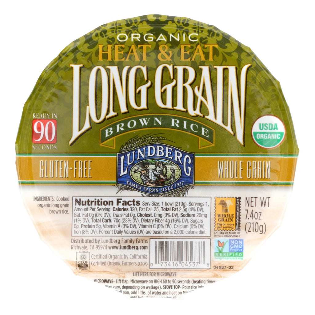 Lundberg Family Farms Organic Long Grain Brown Rice - Case Of 12 - 7.4 Oz. - Lakehouse Foods