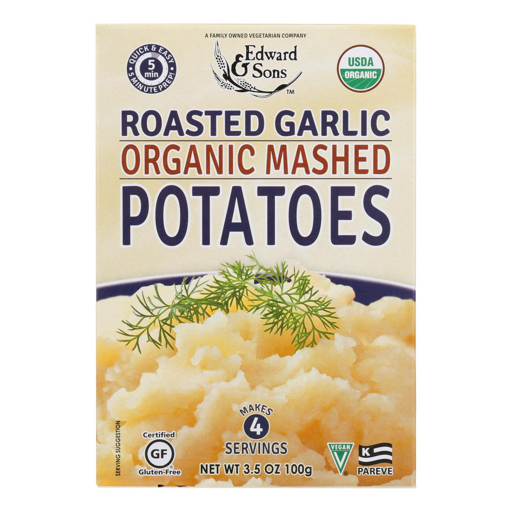 Edward And Sons Organic Mashed Potatoes - Roasted Garlic - Case Of 6 - 3.5 Oz. - Lakehouse Foods