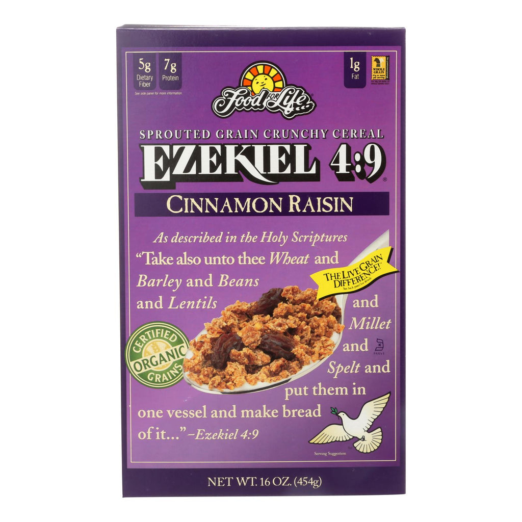 Food For Life Baking Co. Cereal - Organic - Ezekiel 4-9 - Sprouted Whole Grain - Cinnamon Raisin - 16 Oz - Case Of 6 - Lakehouse Foods