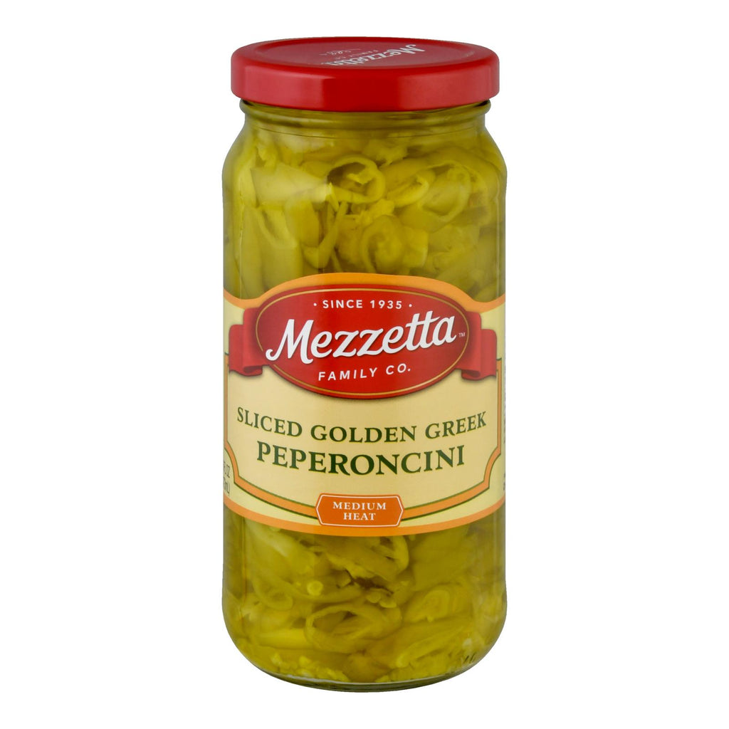 Mezzetta Deli Sliced Golden Greek Pepperoncini - Case Of 6 - 16 Fl Oz. - Lakehouse Foods