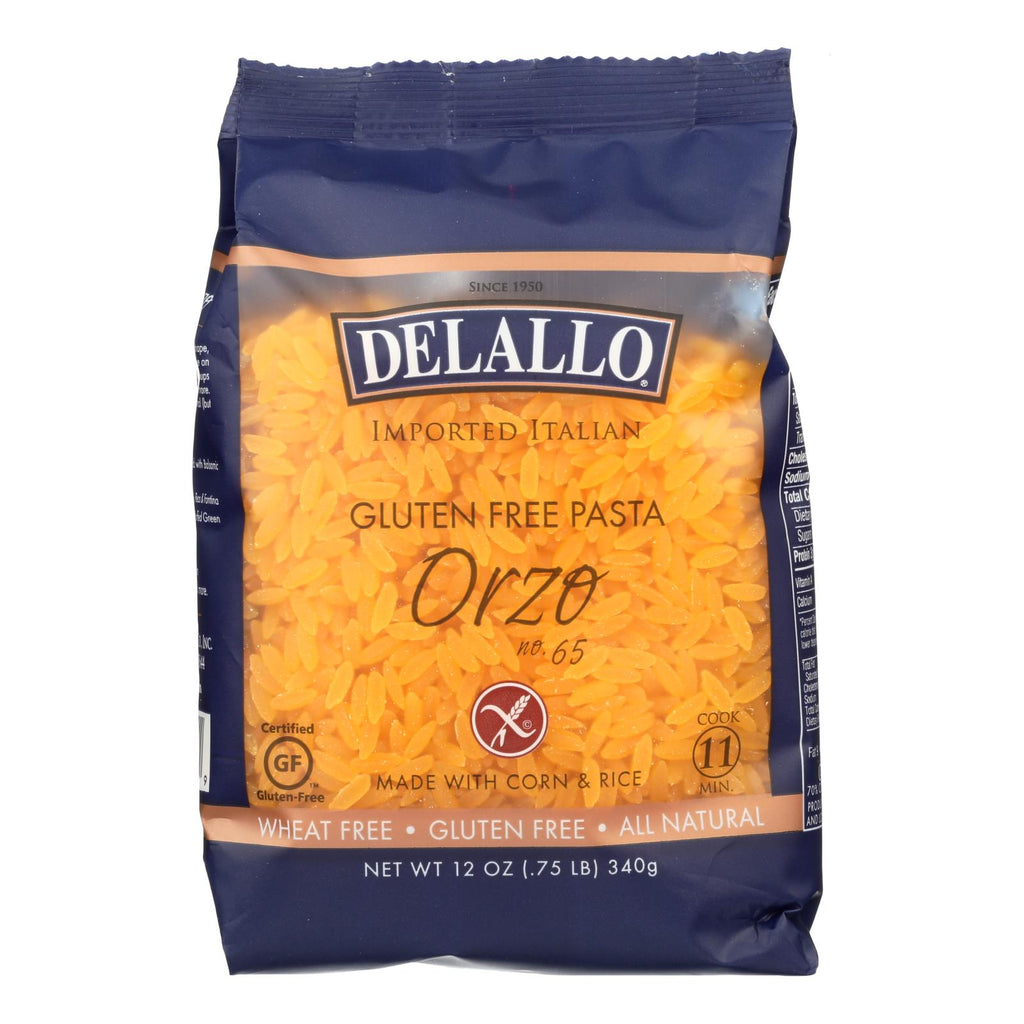 Delallo Gluten-free Orzo Pasta  - Case Of 12 - 12 Oz - Lakehouse Foods