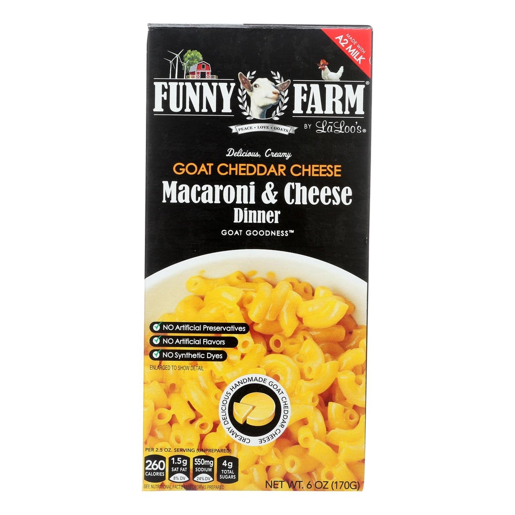 Funny Farm By La Loo's Goat Cheddar Cheese Macaroni & Cheese Dinner  - Case Of 8 - 6 Oz - Lakehouse Foods