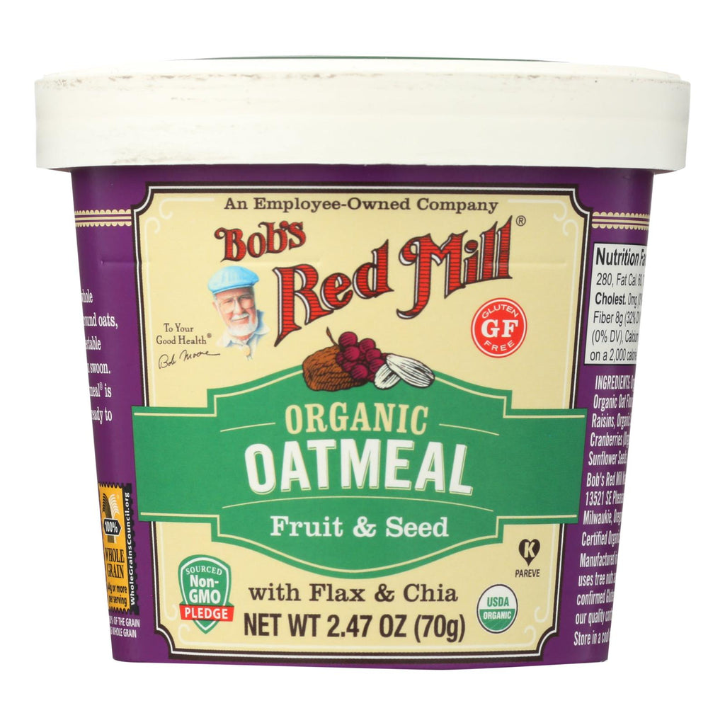 Bob's Red Mill - Oatmeal Cup - Organic Fruit And Seed - Gluten Free - Case Of 12 - 2.47 Oz - Lakehouse Foods
