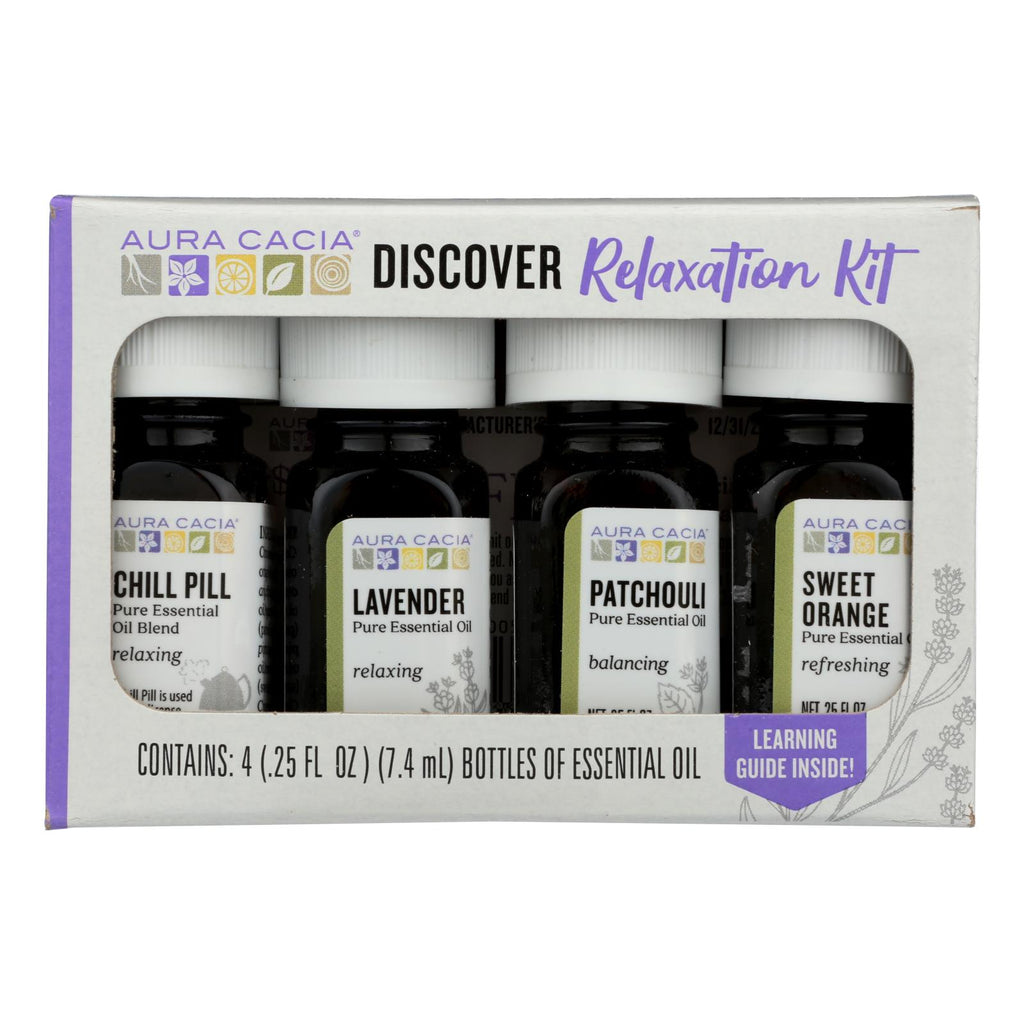 Aura Cacia - Discover Relaxation Essential Oil Kit - Each Of - 4-0.25 Fl Oz. - Lakehouse Foods