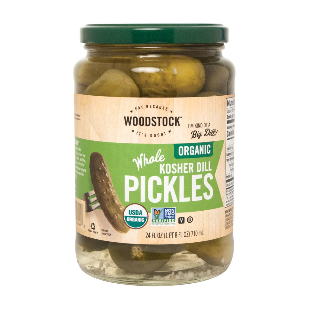 Woodstock Organic Kosher Whole Dill Pickles - Case Of 6 - 24 Oz - Lakehouse Foods