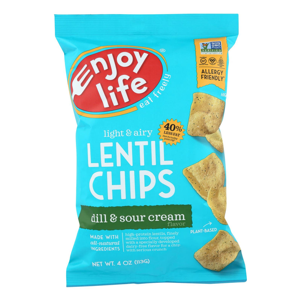 Enjoy Life - Lentil Chips - Plentils - Dill And Sour Cream - 4 Oz - Case Of 12 - Lakehouse Foods