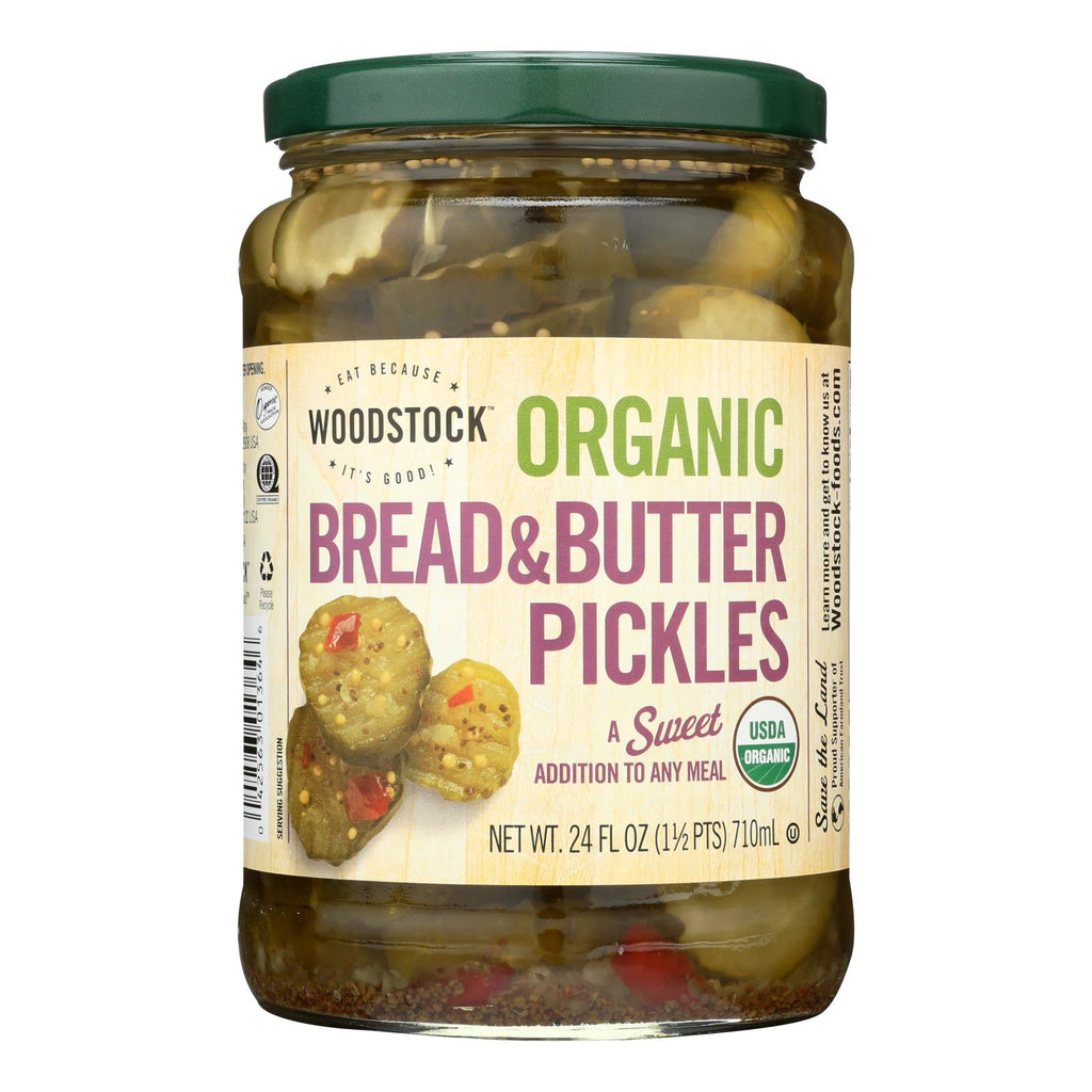 Woodstock Organic Bread And Butter Pickles - Case Of 6 - 24 Oz - Lakehouse Foods