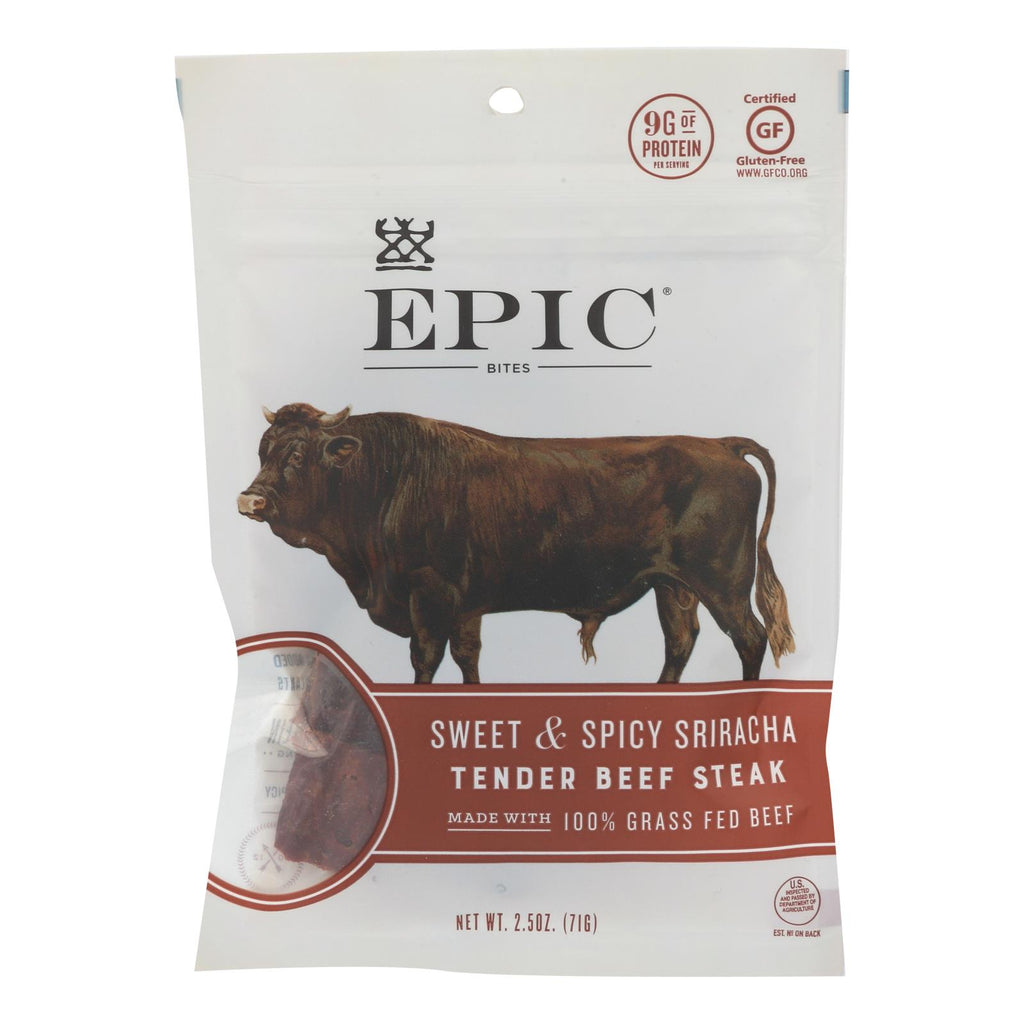 Epic - Jerky Bites - Sweet And Spicy Sriracha Tender Beef Steak - Case Of 8 - 2.5 Oz. - Lakehouse Foods