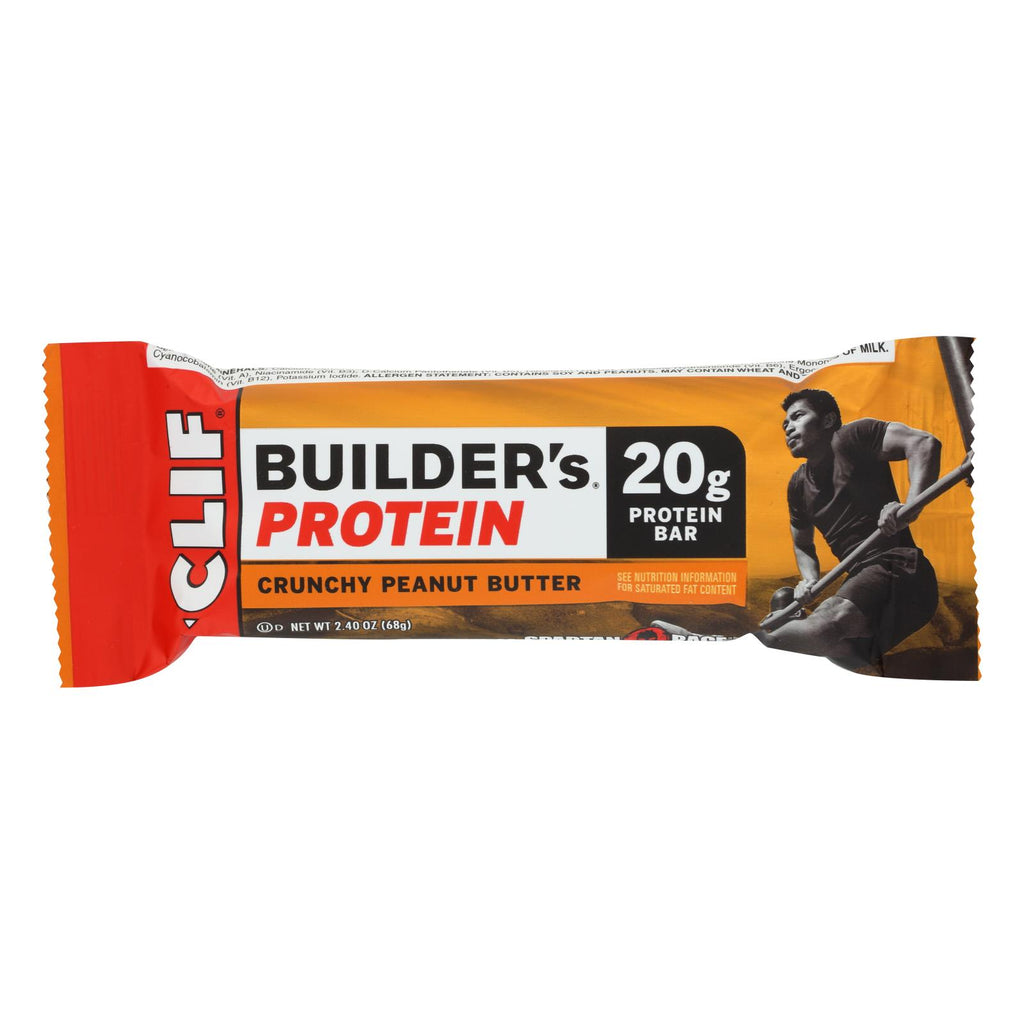 Clif Bar Builder Bar - Crunchy Peanut Butter - Case Of 12 - 2.4 Oz - Lakehouse Foods