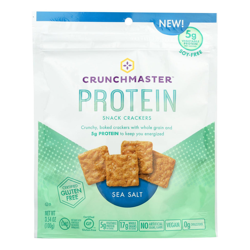 Crunchmaster Protein Crackers - Sea Salt - Case Of 12 - 3.54 Oz - Lakehouse Foods