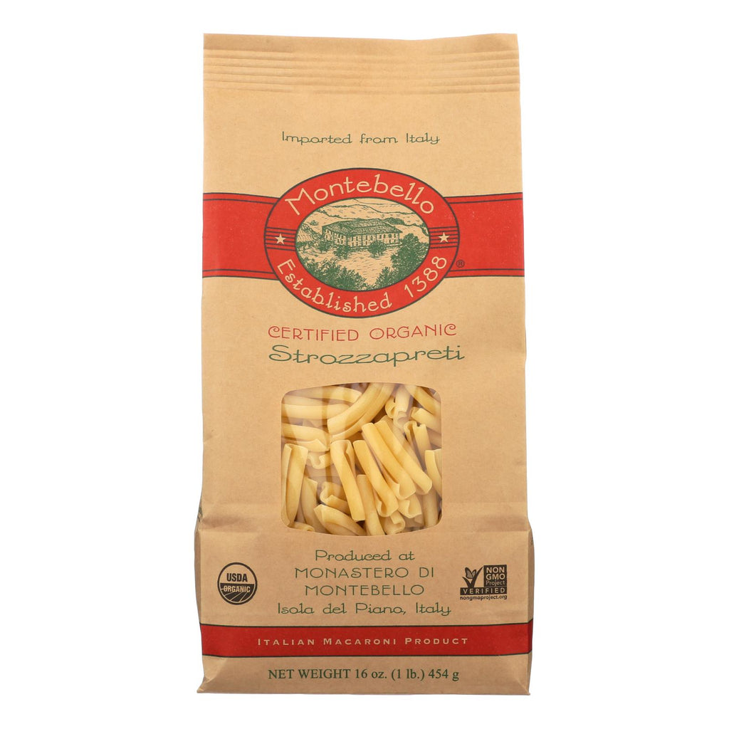 Montebello Organic Pasta - Stroz.zapreti - Case Of 12 - 1 Lb. - Lakehouse Foods