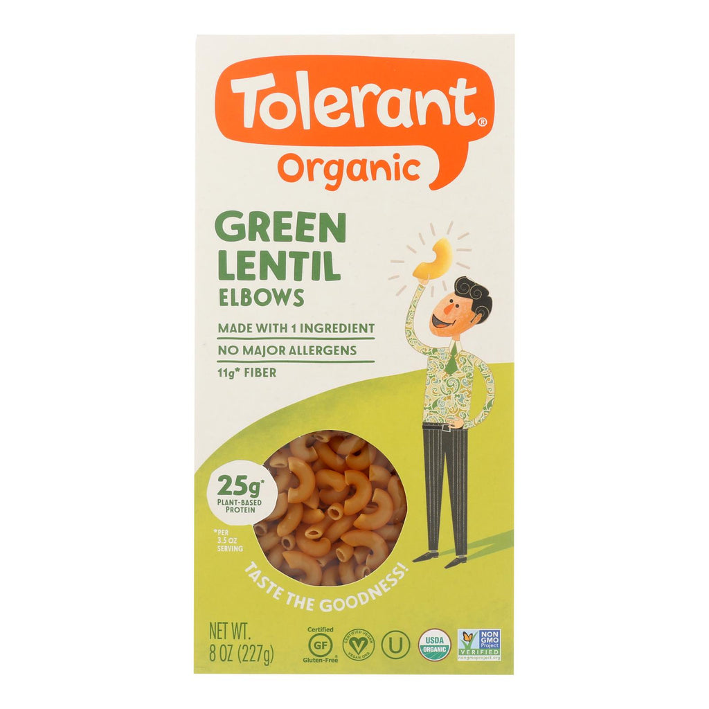 Tolerant Green Lentil Pasta - Elbows - Case Of 6 - 8 Oz. - Lakehouse Foods