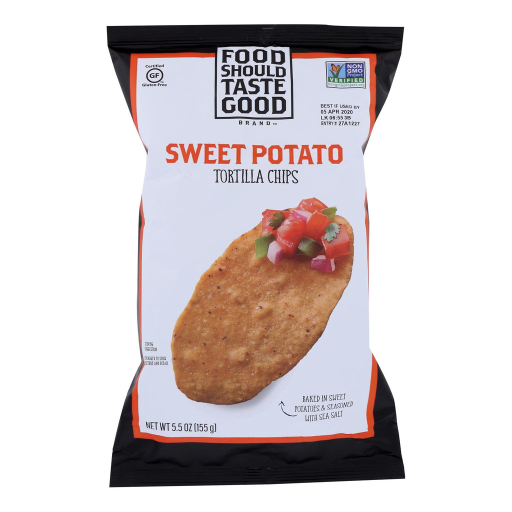 Food Should Taste Good Sweet Potato Tortilla Chips - Sweet Potato - Case Of 12 - 5.5 Oz. - Lakehouse Foods