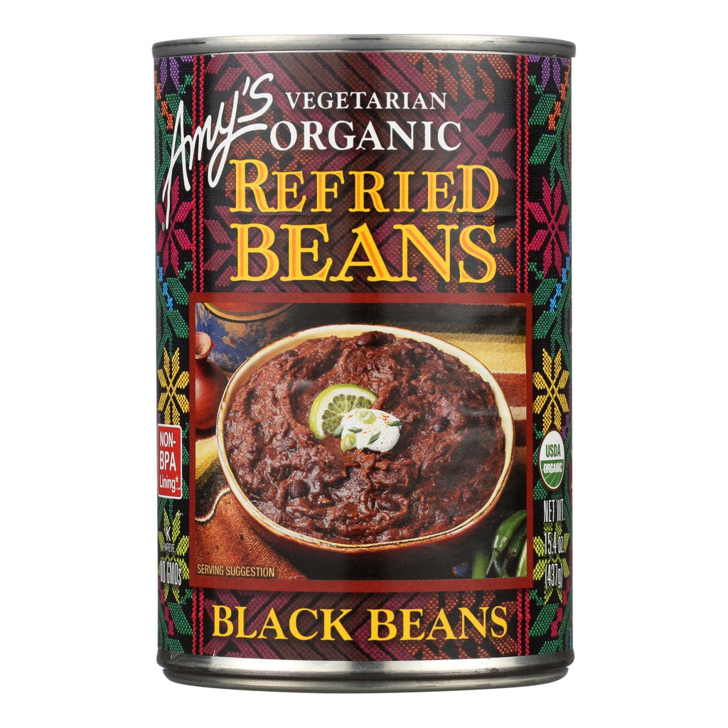 Amy's - Organic Refried Black Beans - Case Of 12 - 15.4 Oz. - Lakehouse Foods