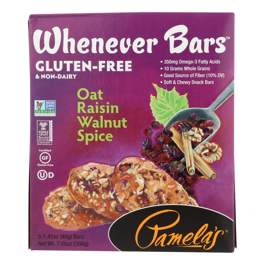 Pamela's Products - Oat Spice Whenever Bars - Raisin Walnut - Case Of 6 - 1.41 Oz. - Lakehouse Foods