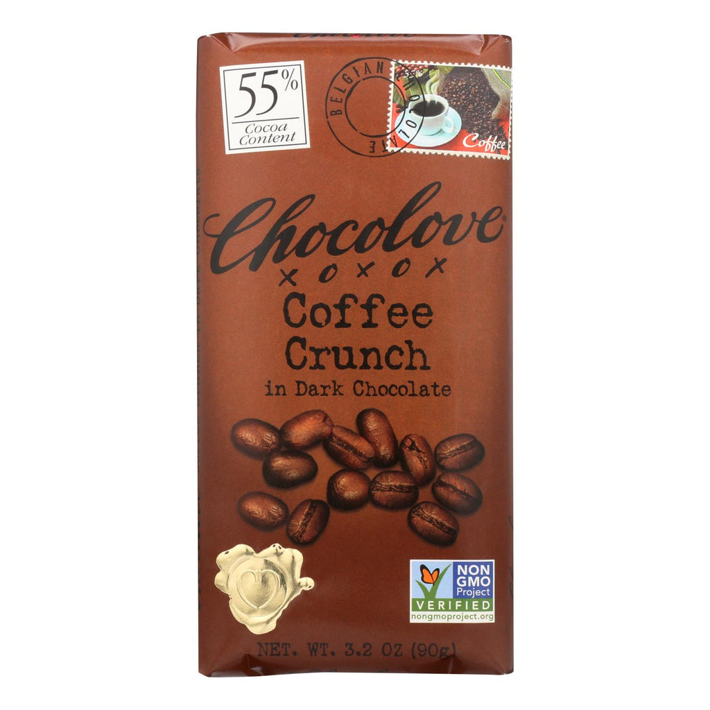 Chocolove Xoxox - Premium Chocolate Bar - Dark Chocolate - Coffee Crunch - 3.2 Oz Bars - Case Of 12 - Lakehouse Foods