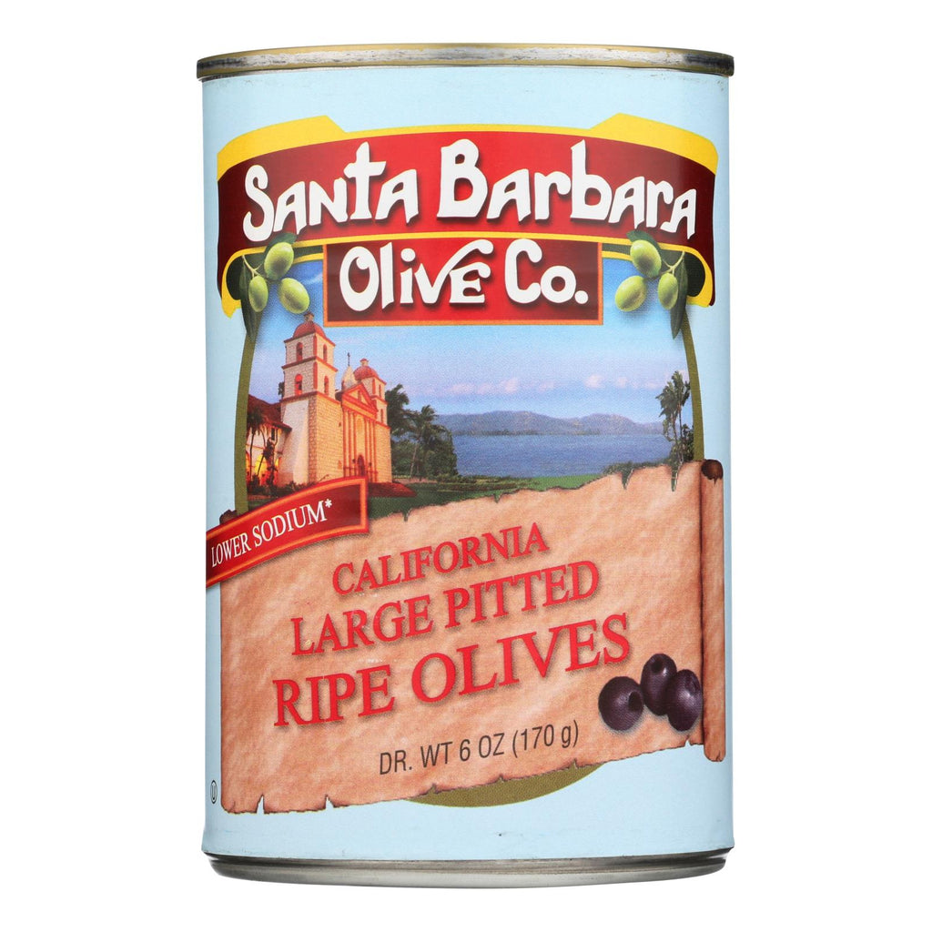 Santa Barbara Pitted Olives - Large Black - Case Of 12 - 5.75 Oz. - Lakehouse Foods