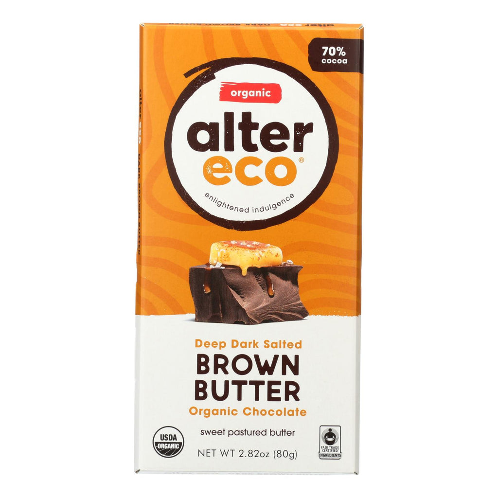 Alter Eco Americas Chocolate - Organic - Dark Salted Brown Butter - 2.82 Oz - Case Of 12 - Lakehouse Foods