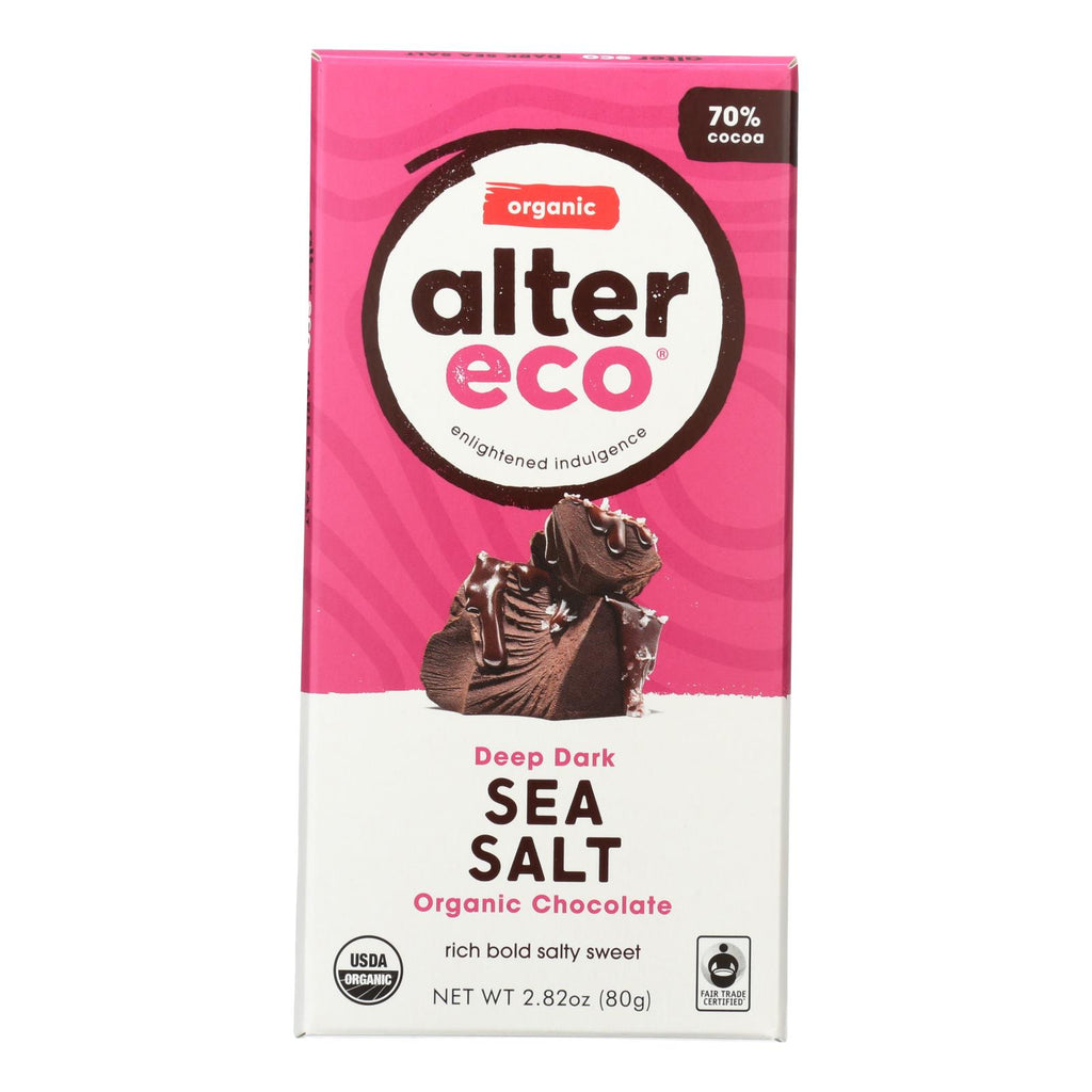 Alter Eco Americas Organic Chocolate Bar - Deep Dark Sea Salt - 2.82 Oz Bars - Case Of 12 - Lakehouse Foods