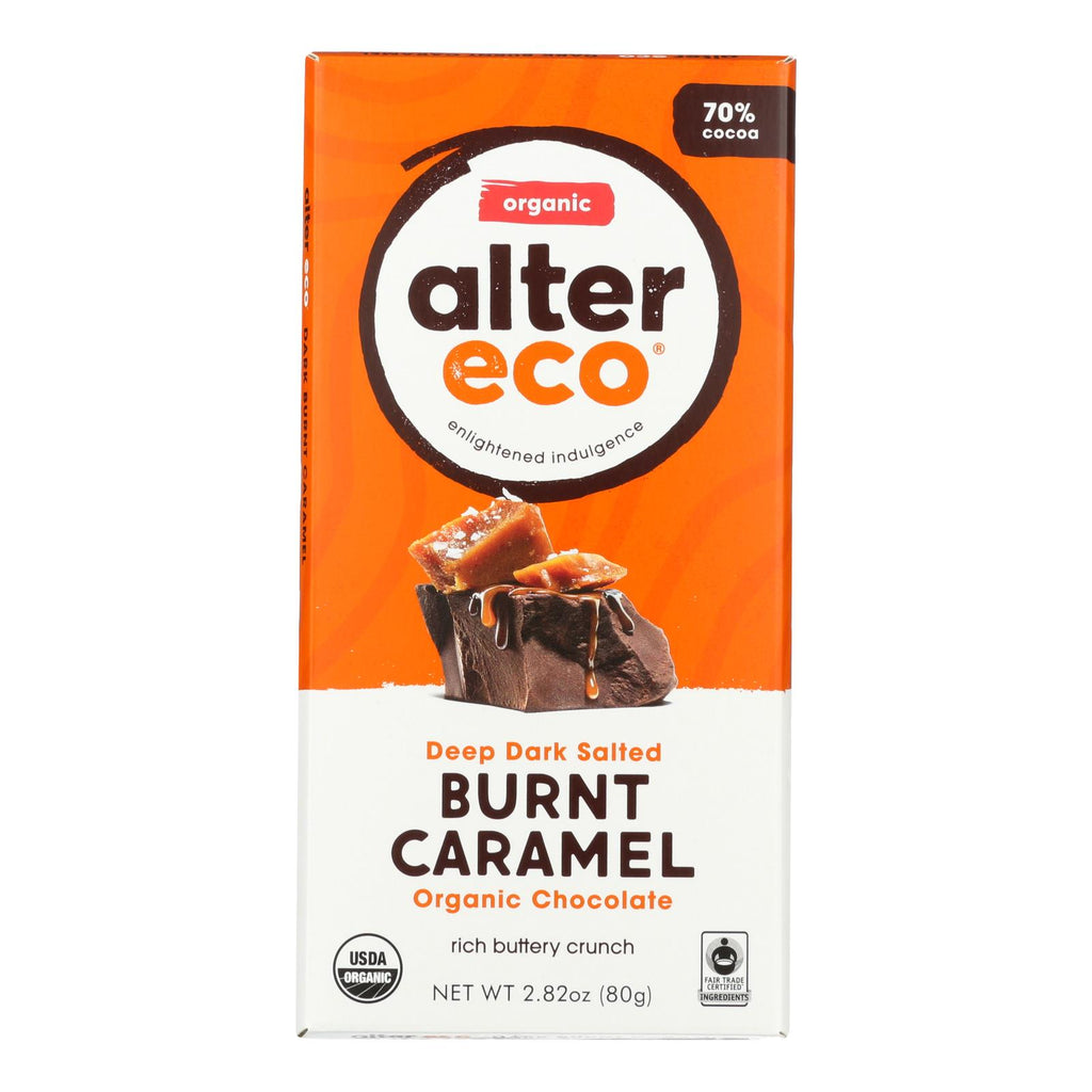 Alter Eco Americas Organic Chocolate Bar - Dark Salted Burnt Caramel - 2.82 Oz Bars - Case Of 12 - Lakehouse Foods