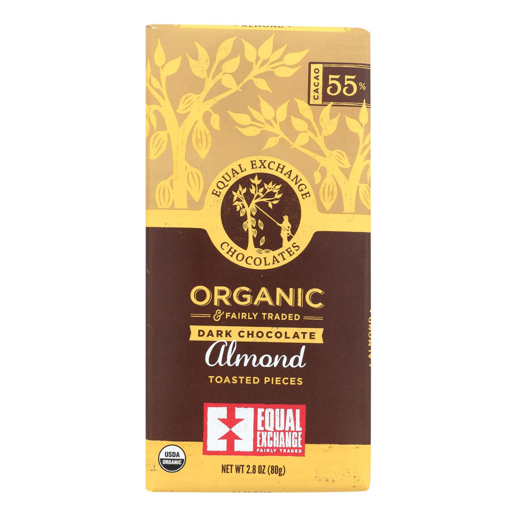 Equal Exchange Organic Dark Chocolate Bar - Almonds - Case Of 12 - 2.8 Oz. - Lakehouse Foods
