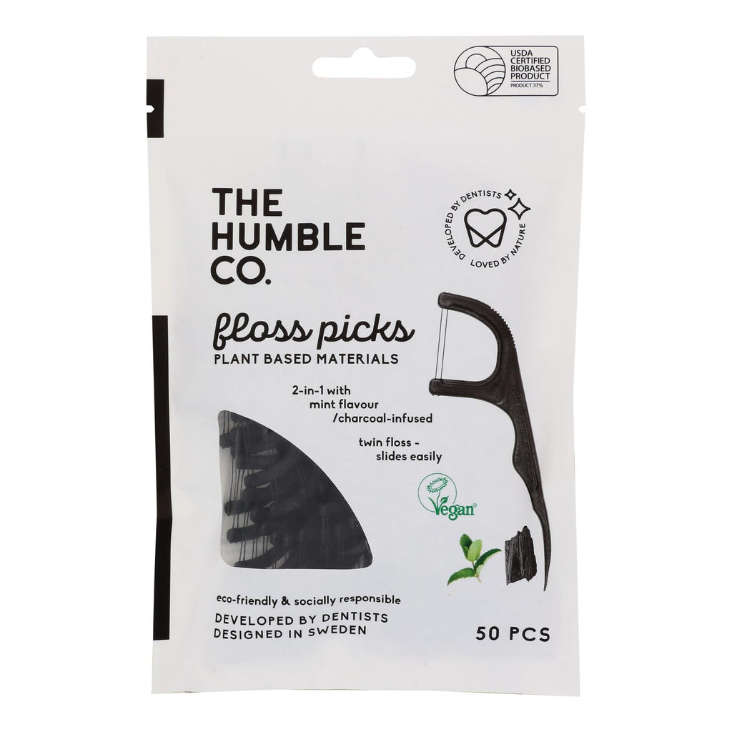 Humble Co - Floss Picks Charcoal Mint - Case Of 4-50 Count - Lakehouse Foods