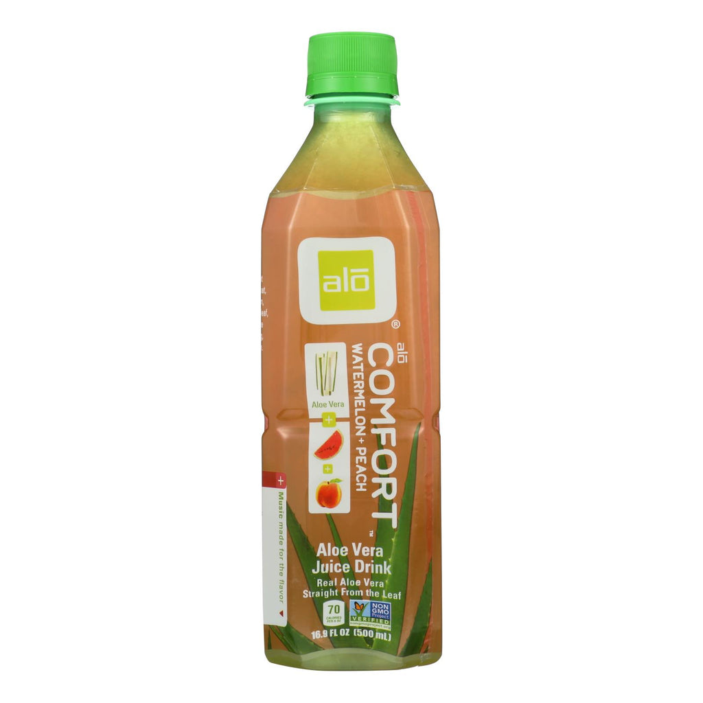 Alo Original Comfort Aloe Vera Juice Drink - Watermelon And Peach - Case Of 12 - 16.9 Fl Oz. - Lakehouse Foods