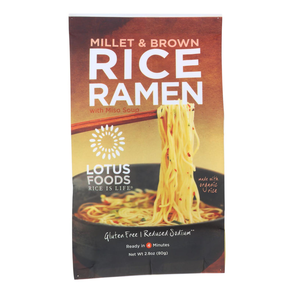 Lotus Foods Ramen - Organic - Millet And Brown Rice - With Miso Soup - 2.8 Oz - Case Of 10 - Lakehouse Foods