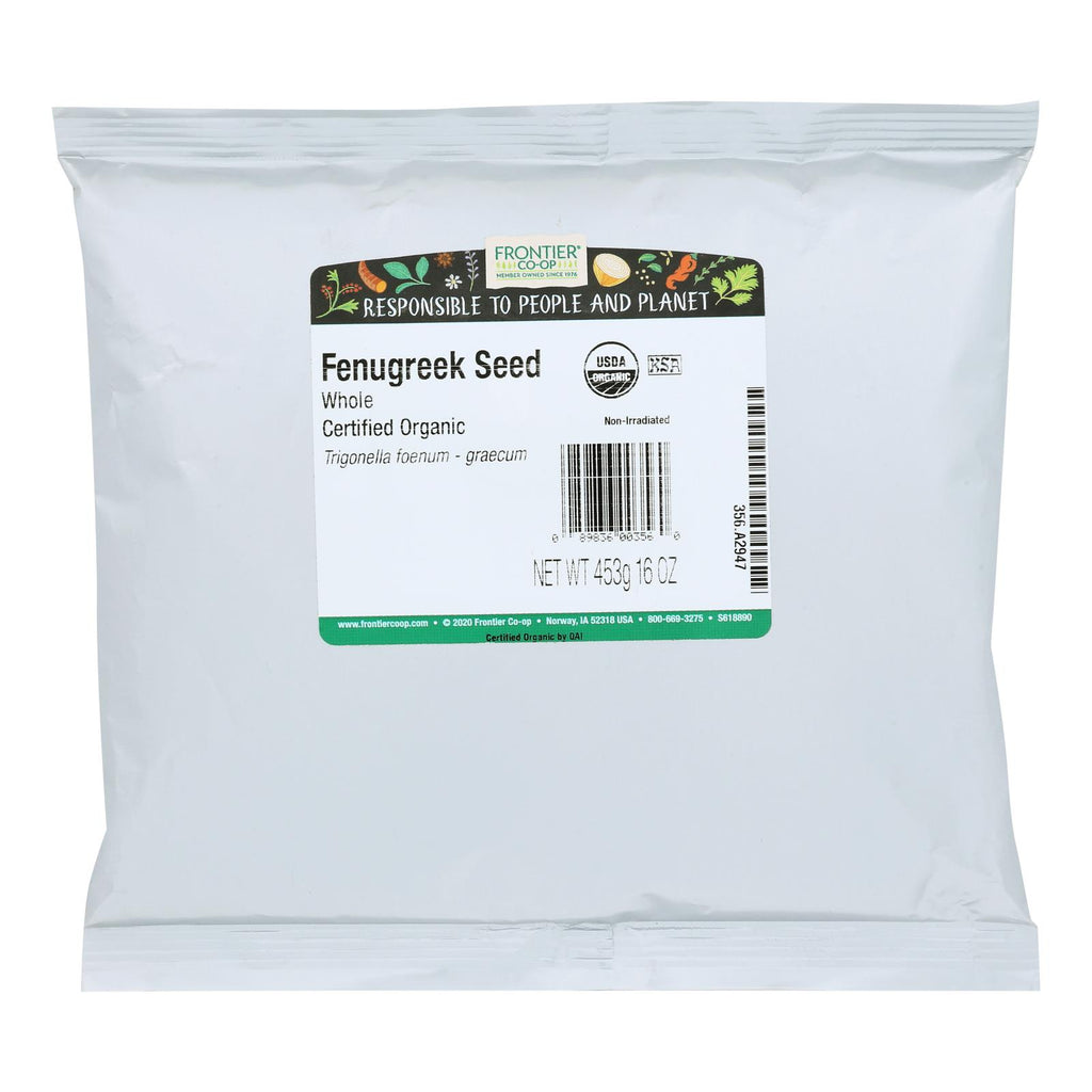 Frontier Herb Fenugreek Seed Organic Whole - Single Bulk Item - 1lb - Lakehouse Foods