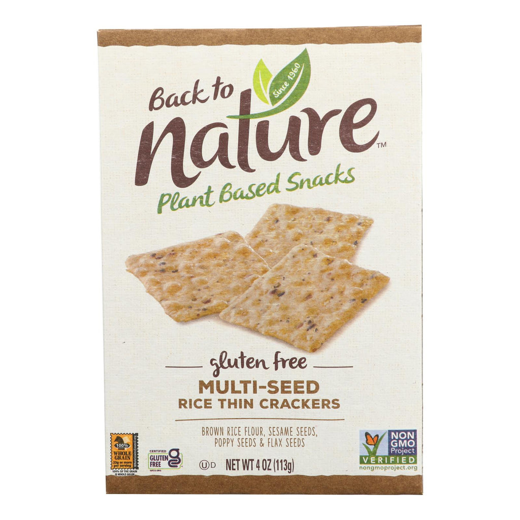 Back To Nature Multi Seed Rice Thin Crackers - Brown Rice Sesame Seeds Poppy Seeds And Flax Seed - Case Of 12 - 4 Oz. - Lakehouse Foods