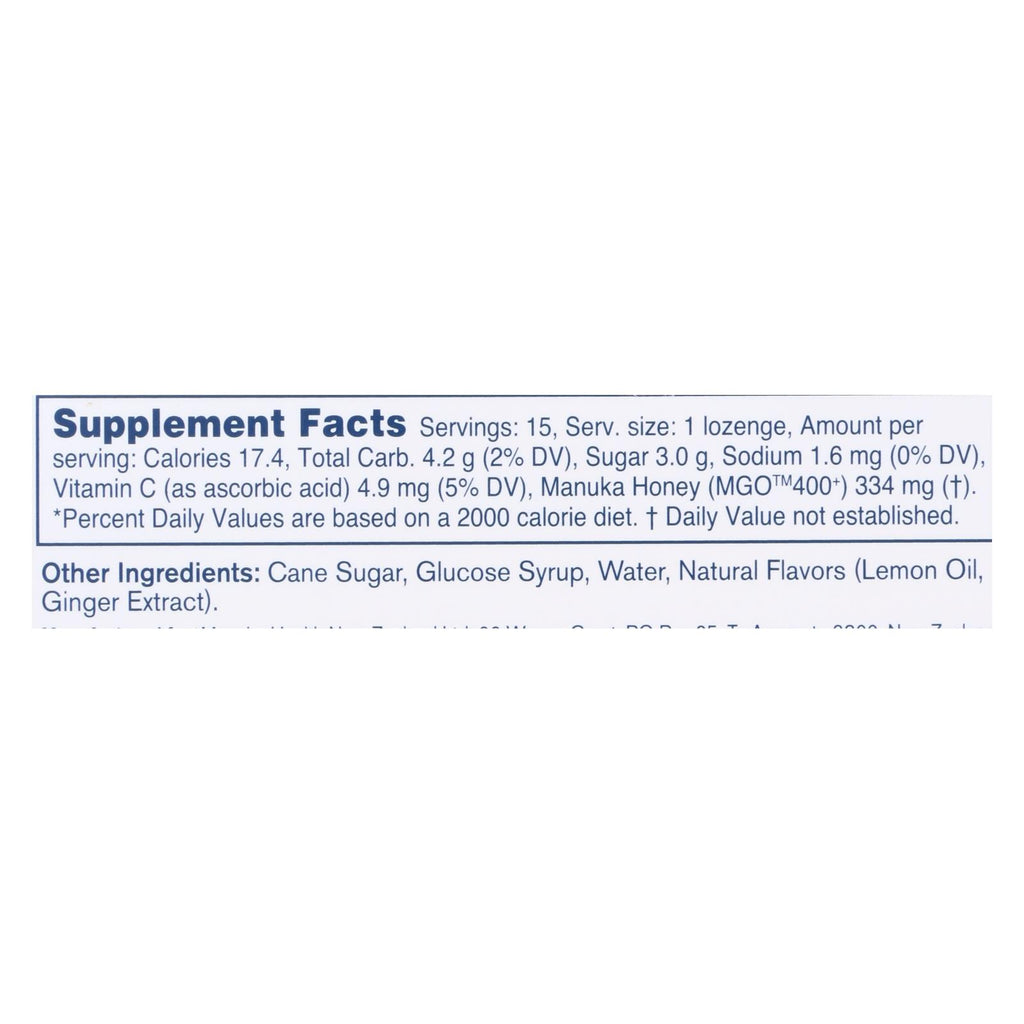 Manuka Health - Loz Honey Mgo 400+lem Ginger - 1 Each 1-15 Ct - Lakehouse Foods