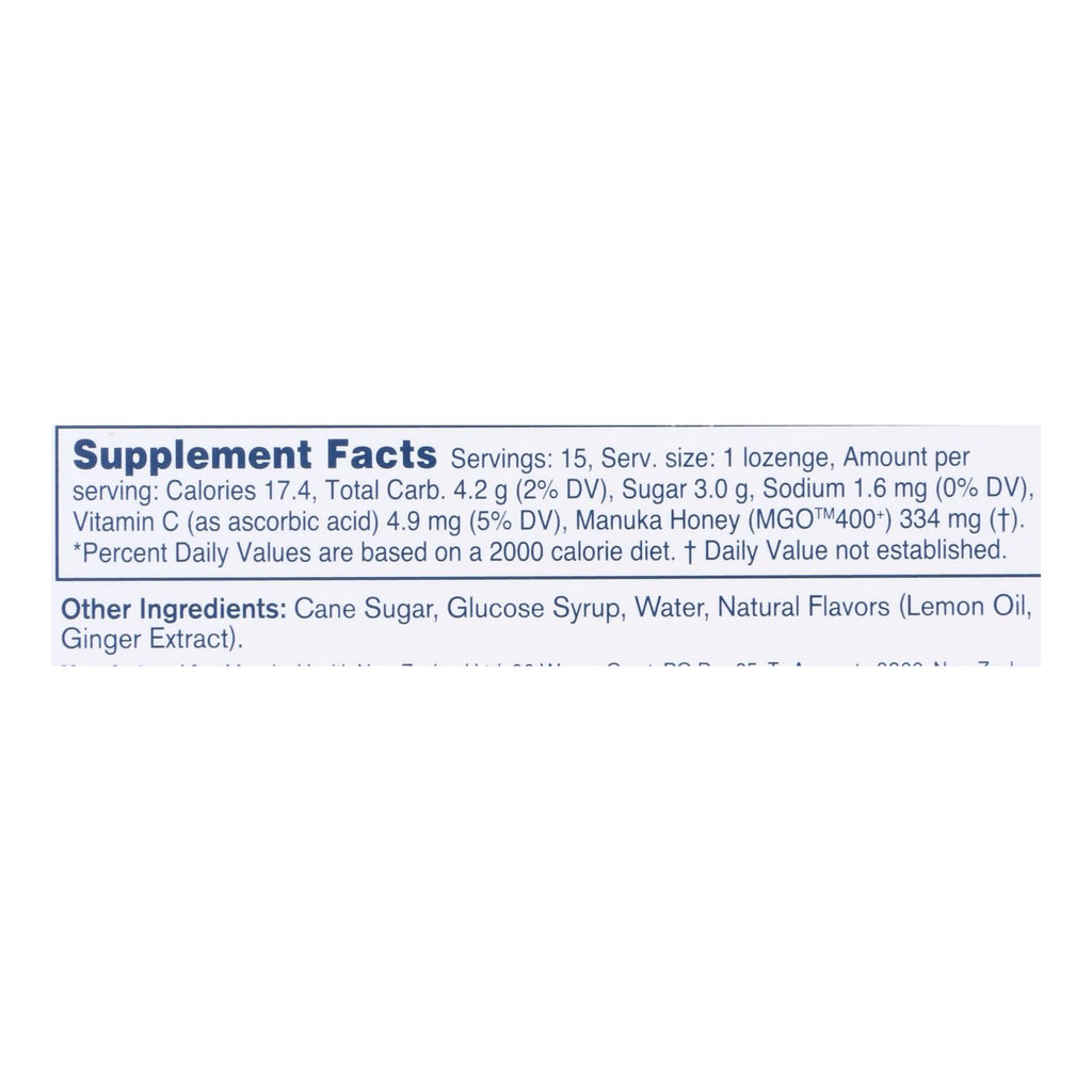 Manuka Health - Loz Honey Mgo 400+lem Ginger - 1 Each 1-15 Ct - Lakehouse Foods