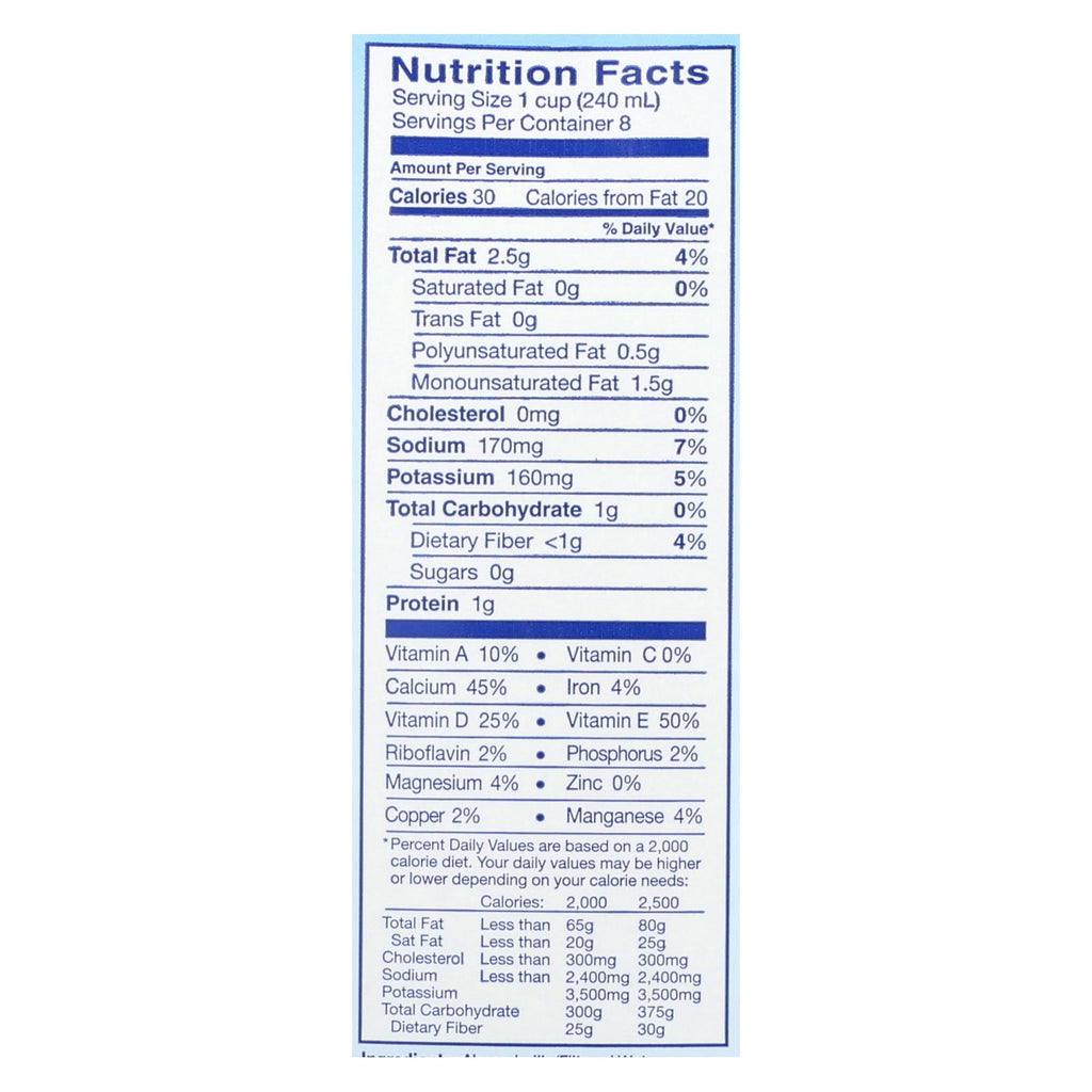 Almond Breeze - Almond Milk - Unsweetened Original - Case Of 8 - 64 Fl Oz. - Lakehouse Foods