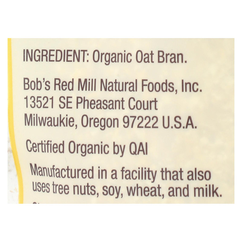 Bob's Red Mill - Oat Bran - Organic High Fiber Hot Cereal - Case Of 4 - 18 Oz. - Lakehouse Foods