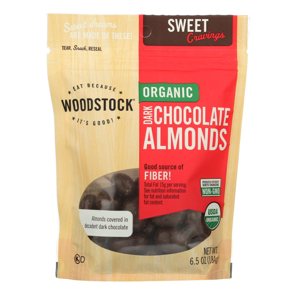 Woodstock Organic Dark Chocolate Almonds - Case Of 8 - 6.5 Oz - Lakehouse Foods