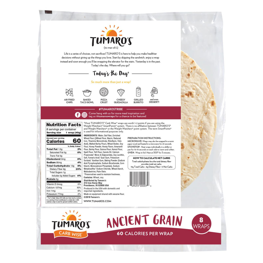 Tumaro's 8-inch Ancient Grain Carb Wise Wraps - Case Of 6 - 8 Ct - Lakehouse Foods