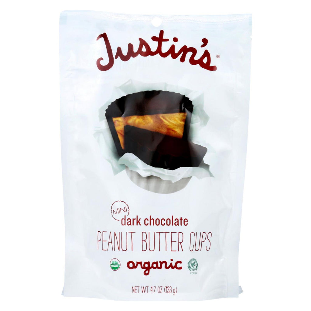 Justin's Nut Butter Peanut Butter Cups - Organic - Dark Chocolate - Mini - Case Of 6 - 4.7 Oz. - Lakehouse Foods