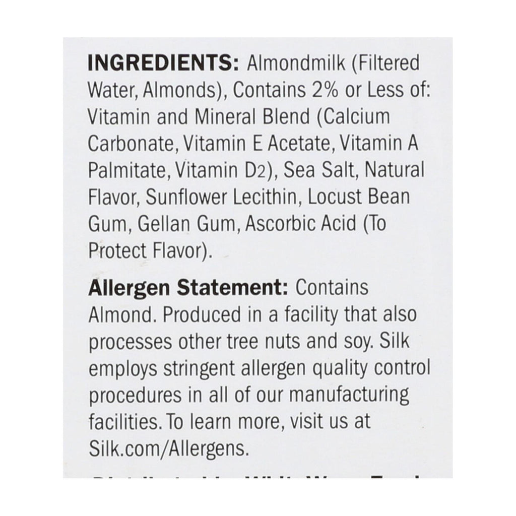 Silk Pure Almond Milk - Unsweetened Vanilla - Case Of 6 - 32 Fl Oz. - Lakehouse Foods