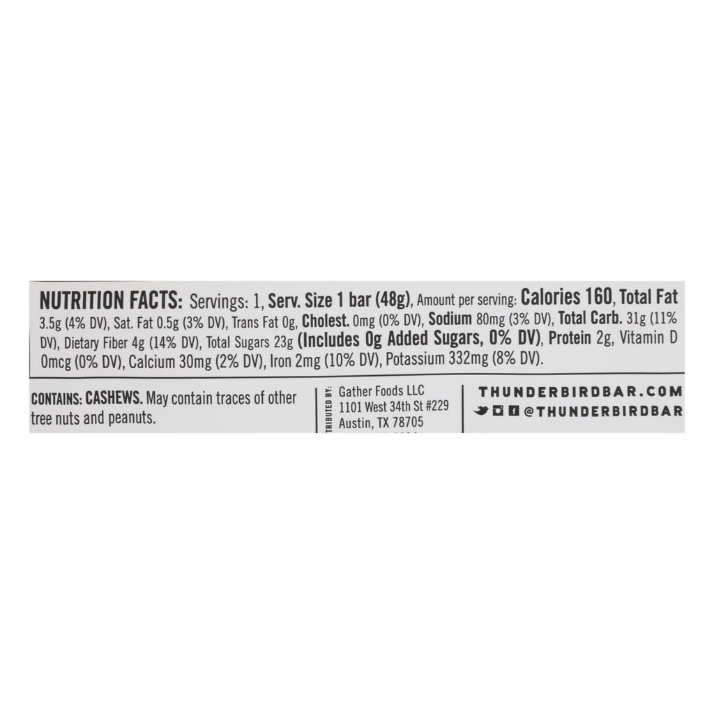 Thunderbird - Bar Cashew Fig Carrot - Case Of 12-1.7 Oz - Lakehouse Foods