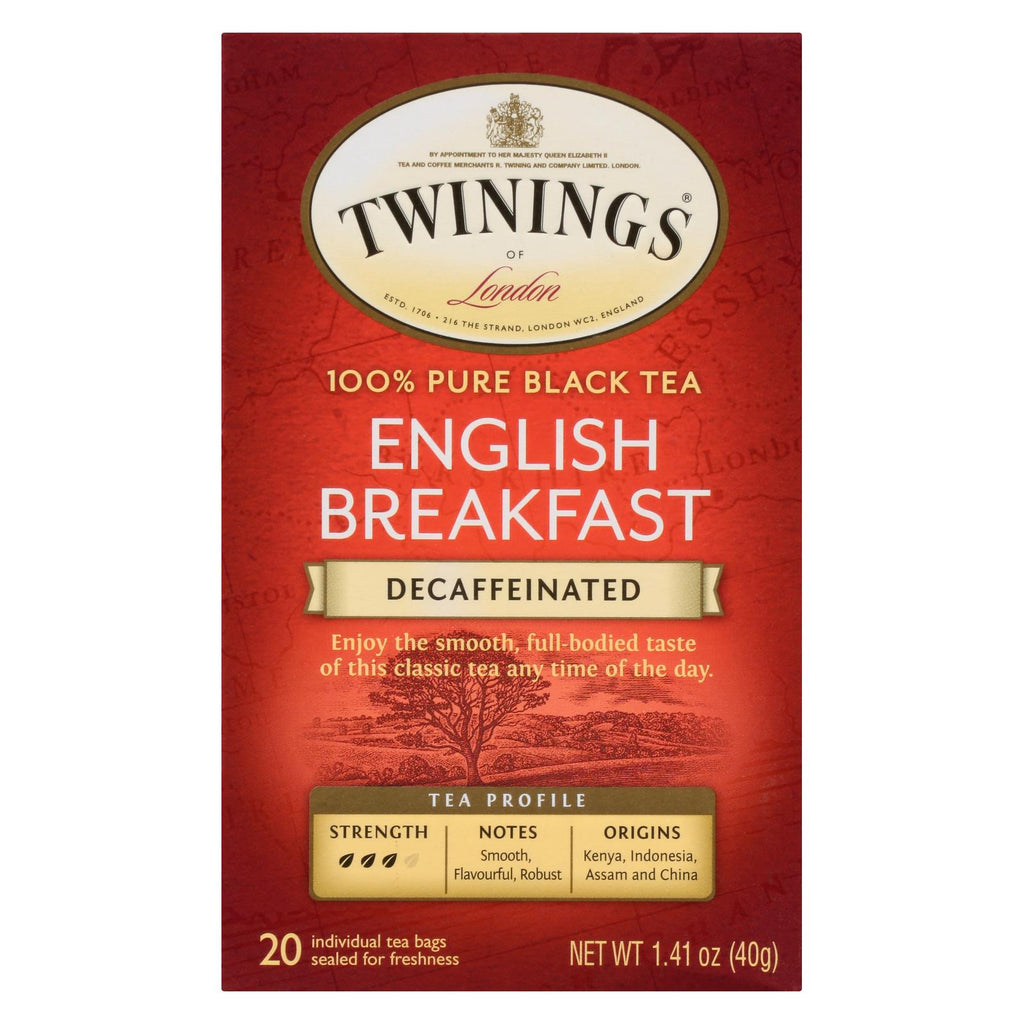 Twinings Tea Breakfast Tea - English Decaffeinated - Case Of 6 - 20 Bags - Lakehouse Foods